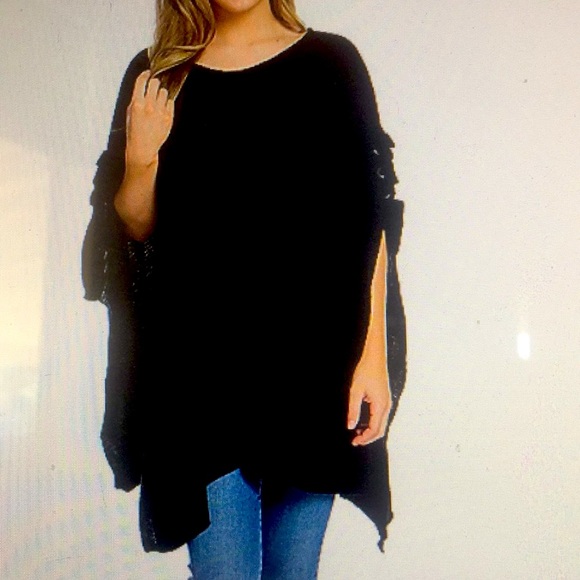 NEW tie BLACK ONLY Grommet detailed Poncho/sweater - Picture 1 of 6